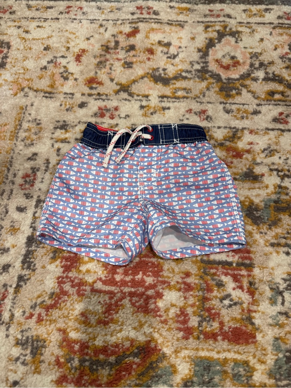 GAP Blue Swim Shorts with Red Triangle Print